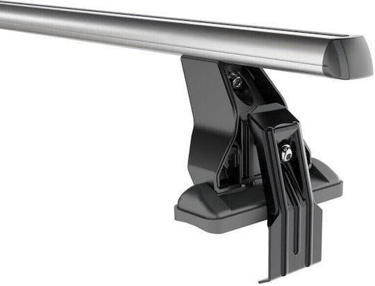Menabo Autodachträger Aluminium 112cm für Peugeot 2008 5D 2020+ mit Dachträgerfüßen und Schloss Silber
