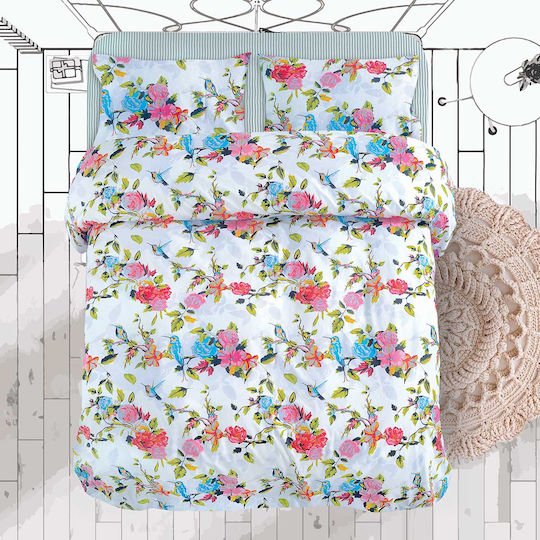 Makis Tselios Home Primavera Σετ Σεντόνια King Size με Λάστιχο 180x205+40εκ. White (4τμχ)
