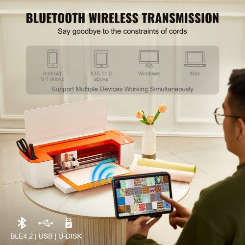 Vevor Vinyl Cutting Machine Bluetooth Compatible iOS Android Windows Mac Designs Cards & Home Decoration Qzdtskzjlykzdna00v2