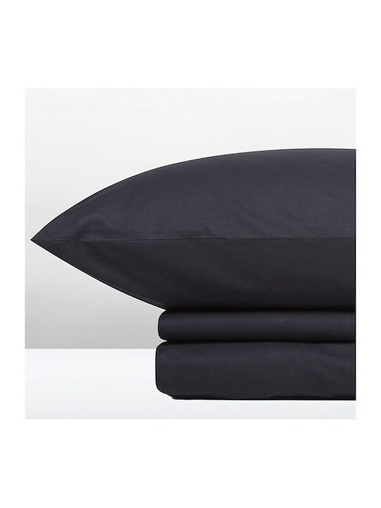 Cannon Cotton Fresh Solid Σετ Σεντόνια Υπέρδιπλα με Λάστιχο 160x200+33εκ. India Ink (4τμχ)