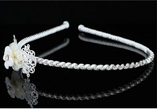 Bridal Silver-Plated Hairband Porcelain Flower Lydia