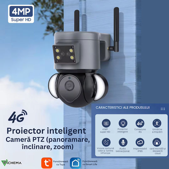 SentinelVue IP Überwachungskamera 4G Full HD+ 4MP Wasserdicht mit Bidirektionaler Kommunikation Graue