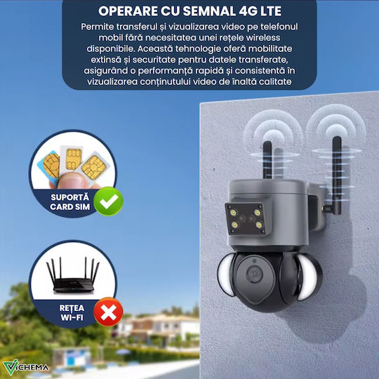 SentinelVue IP Überwachungskamera 4G Full HD+ 4MP Wasserdicht mit Bidirektionaler Kommunikation Graue