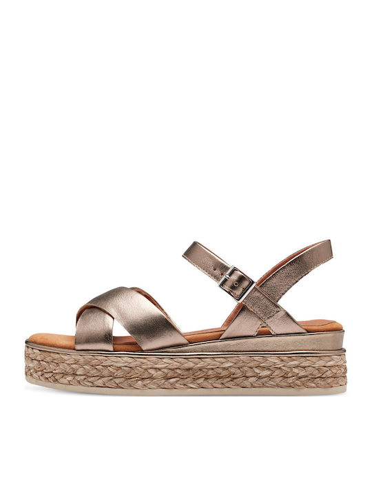 Women's Leather Platform Shoes Bronze
