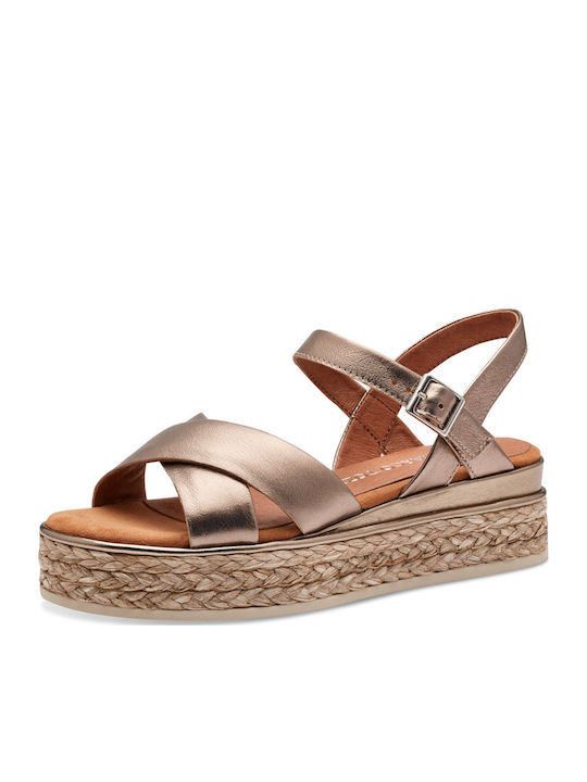 Women's Leather Platform Shoes Bronze
