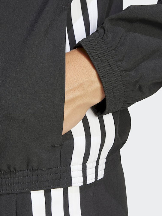 Essentials 3-Stripes Γυναικεία Αθλητική Ζακέτα Μαύρη