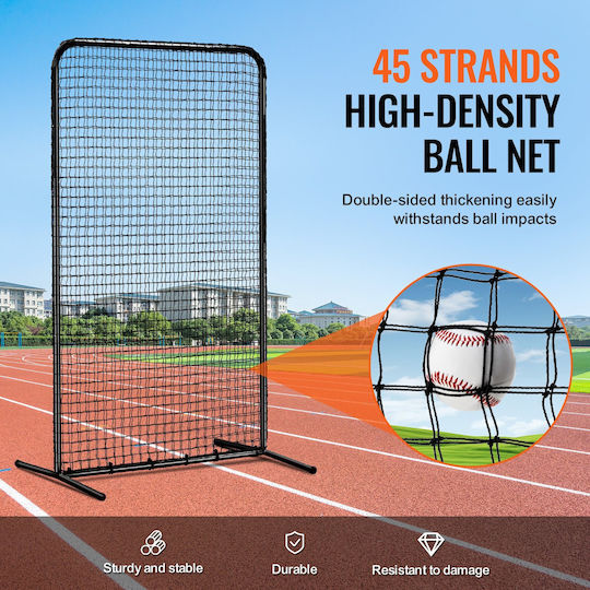 Vevor I Screen Baseball Batting Cage 7x4 Ft Baseball Softball Screen Safety Body Protector Portable Batting Screen Carry Bag Ground Stakes Heavy Duty Pitching Net Pitchers Protection