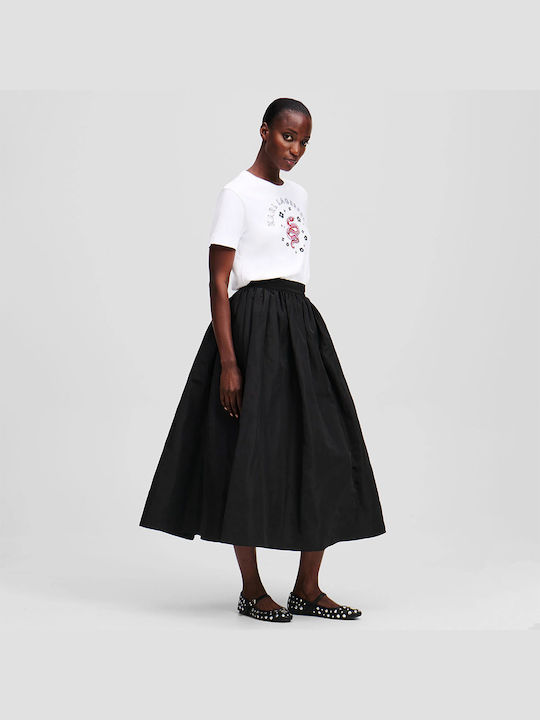 Karl Lagerfeld High-waisted Midi Skirt Cloche Black