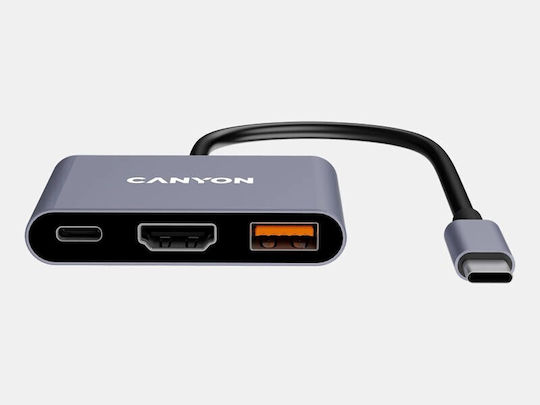 Canyon USB-C Laptop Docking Station with HDMI 4K PowerDelivery Gray