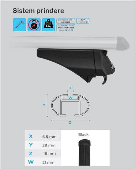 Menabo Tiger Black Roof Bars Ford Fiesta Vii Active 2018+