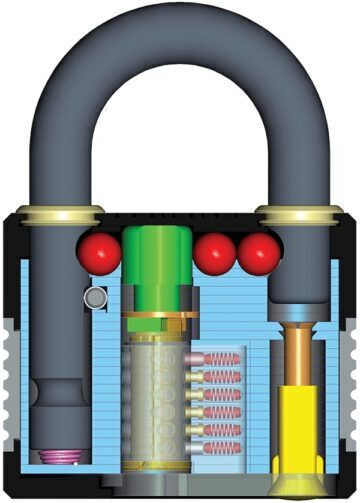 Hugo Locks GTS PRO 44 Steel Padlock Brass with Key 44mm Black 1pcs
