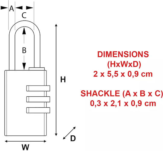 Master Lock Ατσάλινο Λουκέτο Πέταλο Συνδυασμού 20mm Ασημί