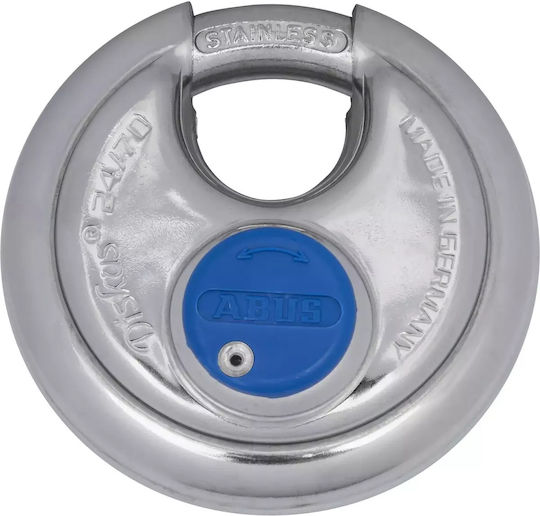 Abus Diskus Steel Padlock Discus Padlock with Key 70mm Silver 1pcs