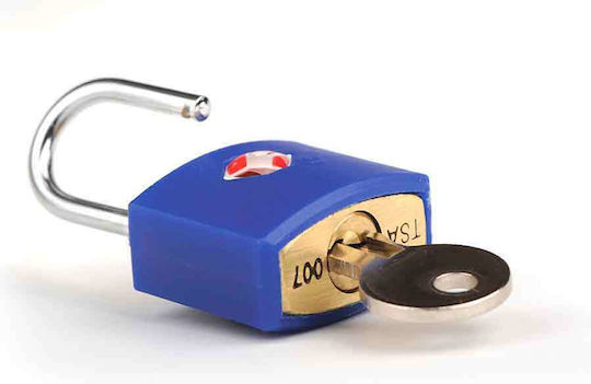 Travel Blue 027 Bronze Padlock Brass with Key Blue with TSA Certification 40mm Blue 1pcs