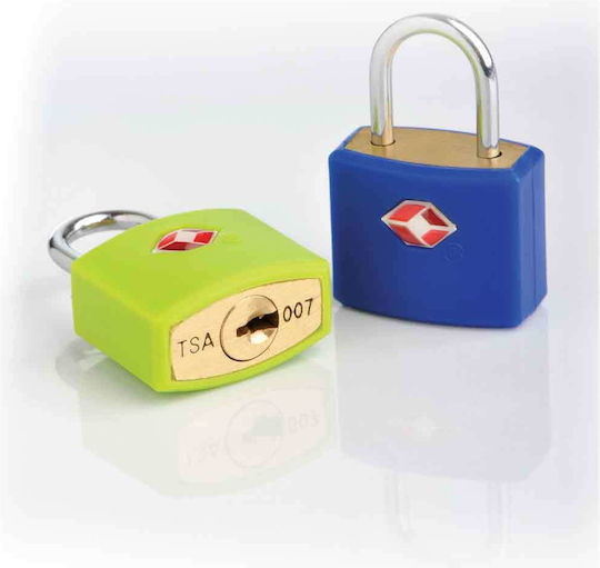 Travel Blue 027 Bronze Padlock Brass with Key Blue with TSA Certification 40mm Blue 1pcs