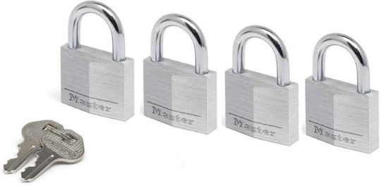 Master Lock Αλουμινένιο Λουκέτο Πέταλο με Κλειδί 40mm 4τμχ