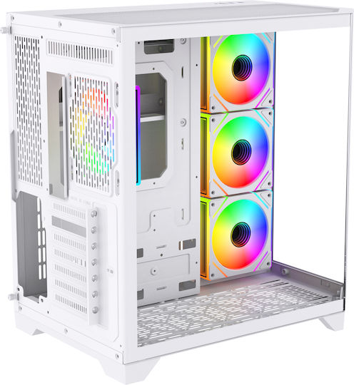 Monarch Gear Pandora Гейминг Midi Tower Компютърна кутия със страничен прозорец Бял