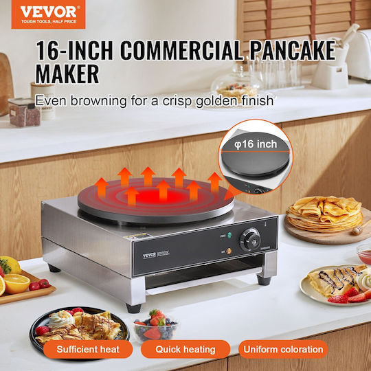 Vevor Vevor Commercial Crepe Maker Electric 1.7kW with Stove Diameter 16cm