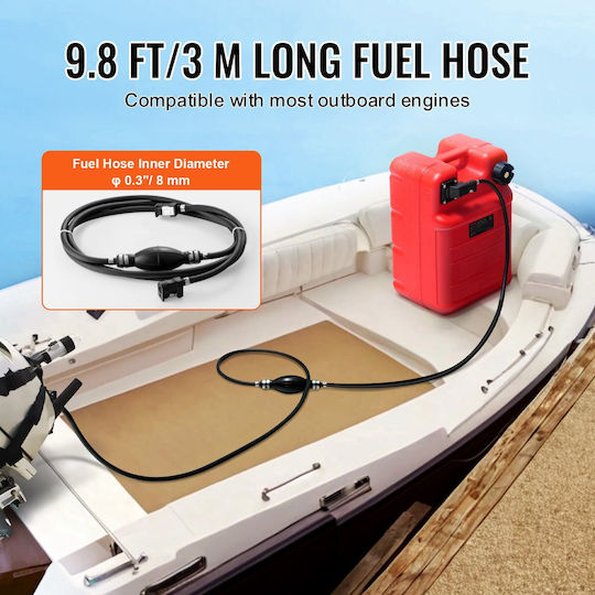 Rezervor de Combustibil Marin Vevor 6,34 Galon/24L Rezervor de Combustibil Portabil pentru Barcă Motor Extern Rezervor de Combustibil din Plastic Furtun pentru Barcă Externă Transport Ușor Yacht Barcă de Pescuit Barcă de Punți Roșu