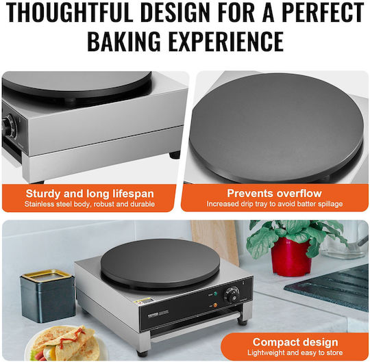 Vevor Vevor Commercial Crepe Maker Electric 1.7kW with Stove Diameter 16cm