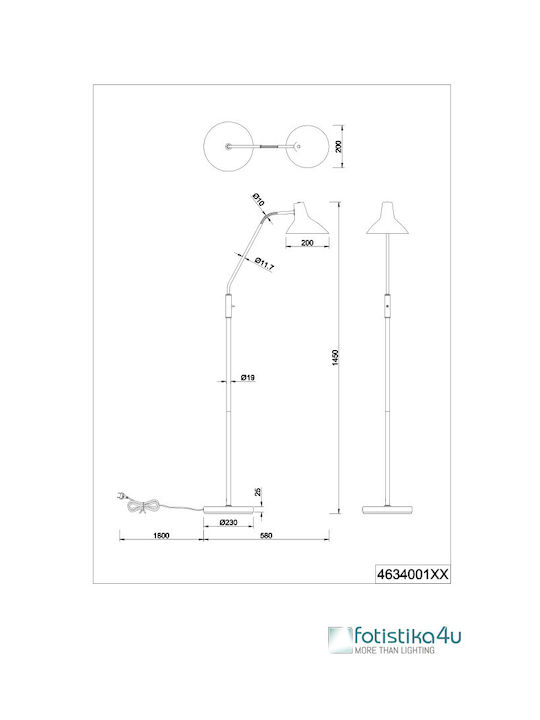 Trio Lighting Traveller Floor Lamp H145xW58.2cm. with Socket for Bulb E27 Gray