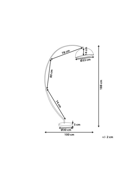 Beliani Φωτιστικό Δαπέδου Ασημί