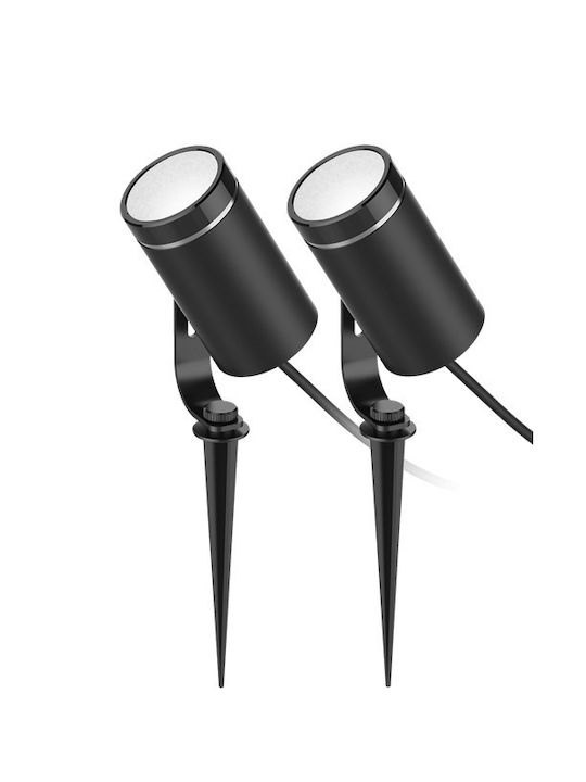 Deltaco Outdoor Floor Lamp Projector 8W with Warm White Light IP54 Black