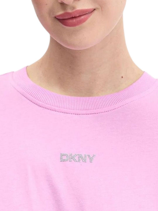 Logo Women's Blouse Cotton Short Sleeve Purple