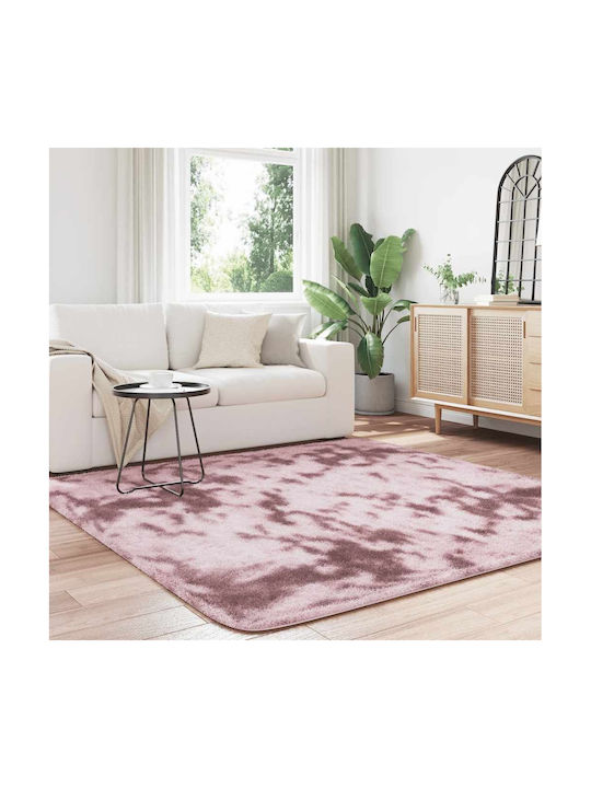 vidaXL Rutschfest Teppich Rechteckig Zottelig Synthetisch,Polyester/Cotton/Leather Dk. Pink