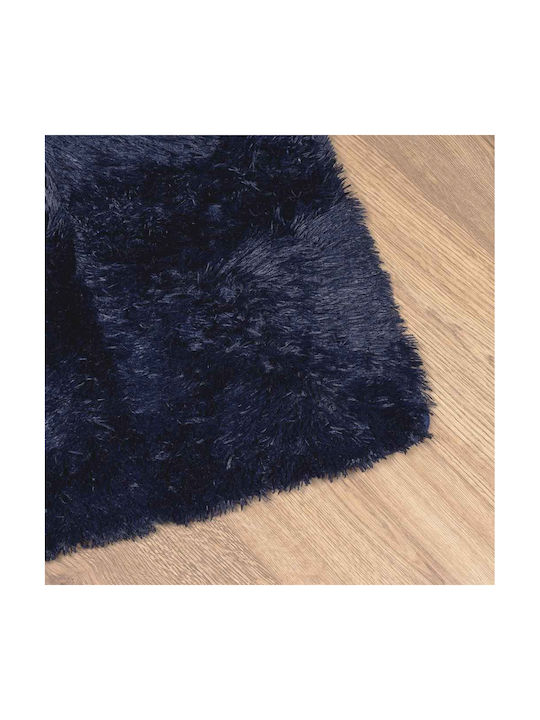 vidaXL Rutschfest Teppich Rechteckig Zottelig Synthetisch,Polyester/Cotton/Leather Blue