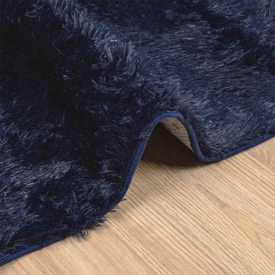 vidaXL Rutschfest Teppich Rechteckig Zottelig Synthetisch,Polyester/Cotton/Leather Blue