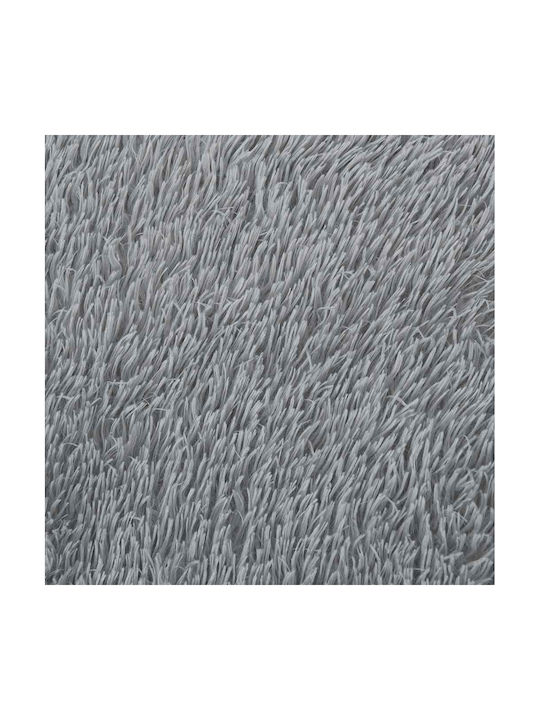 vidaXL Rutschfest Teppich Rechteckig Zottelig Synthetisch,Polyester/Cotton/Leather Silver Grey