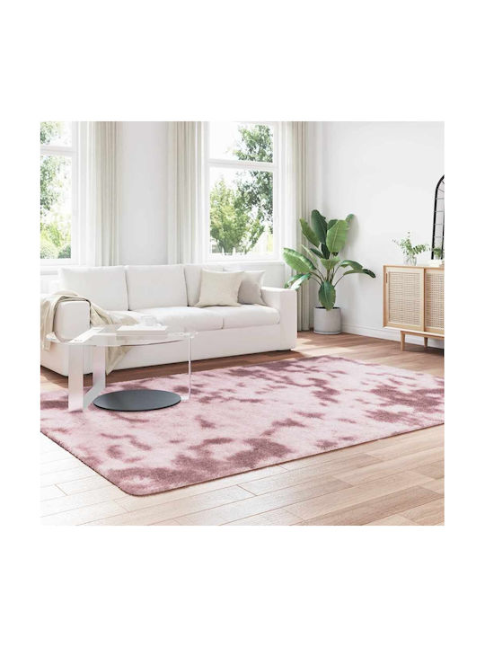 vidaXL Rutschfest Teppich Rechteckig Zottelig Synthetisch,Polyester/Cotton/Leather Dk. Pink