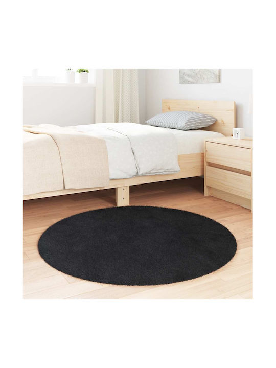 vidaXL Rutschfest Teppich Rechteckig Zottelig Synthetisch,Polyester/Cotton/Leather Black