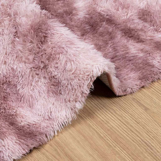 vidaXL Rutschfest Teppich Rechteckig Zottelig Synthetisch,Polyester/Cotton/Leather Dk. Pink