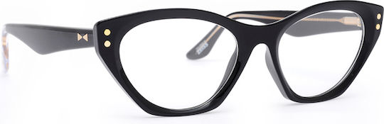 Snob Milano Plastic Pentru Femei Rame Ochelari Acetat Structură Scheletică Ochi De Pisică Cu Prindere Negru SNV215C001Z
