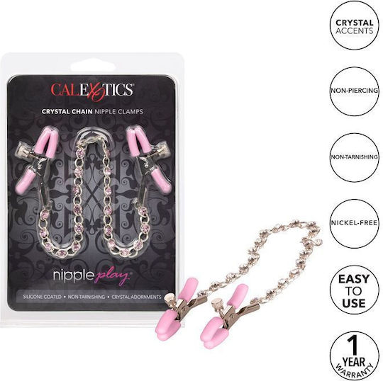 Calexotics Crystal Nipple Chain Σφιγκτήρες Θηλών Pink