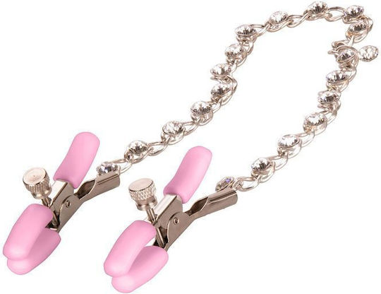 Calexotics Crystal Nipple Chain Σφιγκτήρες Θηλών Pink