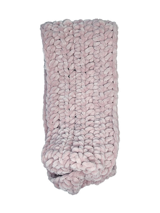 Gestricktes Turban-Stirnband Handgefertigt Plüsch Flieder
