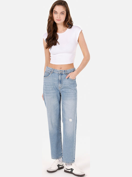 Damen Stoffhose in Gerader Bein Stil Blau