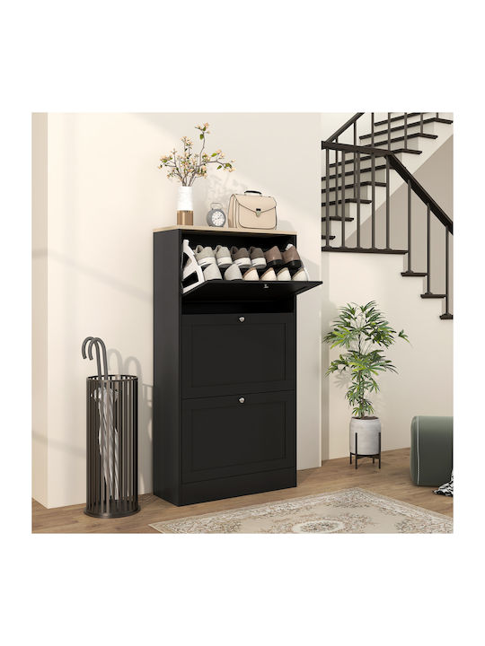 Wooden Shoe Organizer Black 60x23.5x115cm