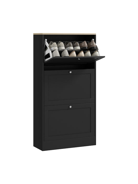 Wooden Shoe Organizer Black 60x23.5x115cm