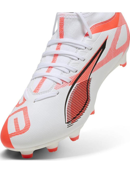 PUMA Ultra 5 Play+ Ποδοσφαιρικά Παπούτσια με Τάπες FG/AG Λευκά