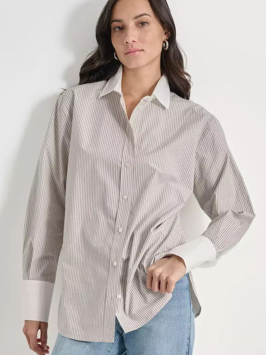 Women's Striped Long Sleeve Shirt Ecru