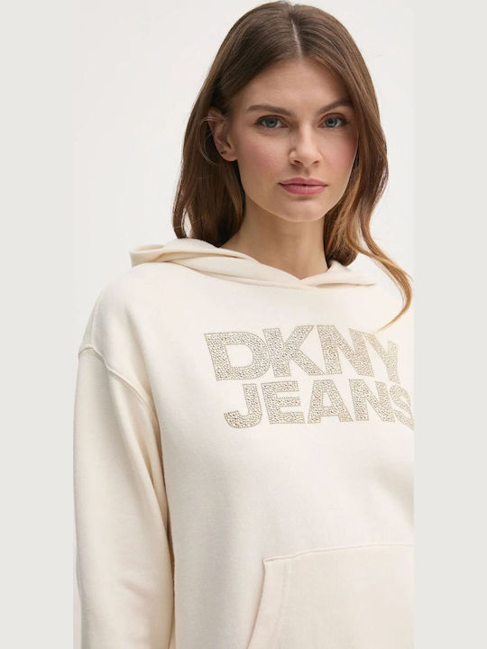 Damen Sweatshirt Kapuzen Beige
