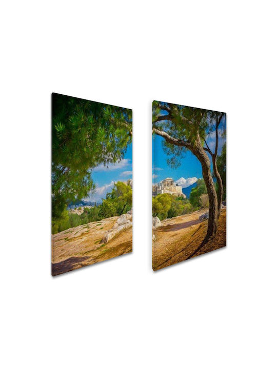 Canvas Painting Acropolis Diptych 70x50cm 2 Pieces 35x50cm
