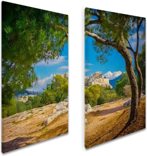 Leinwandgemälde Akropolis Diptychon 70x50cm 2 Stück 35x50cm