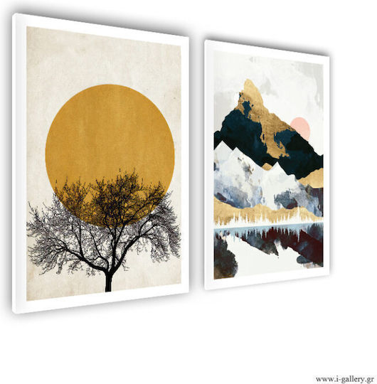 Πίνακας Καμβά Minimal Art Winter Sun Δίπτυχος Δίπτυχο 100x70cm 2 Τμχ 50x70cm