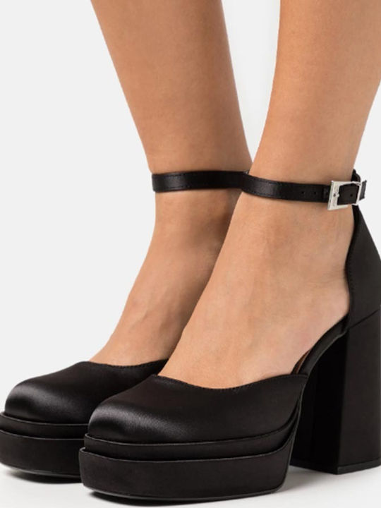 Buffalo Synthetic Leather Black Heels