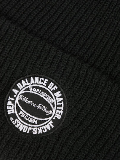 Beanie Unisex Σκούφος Πλεκτός σε Μαύρο χρώμα